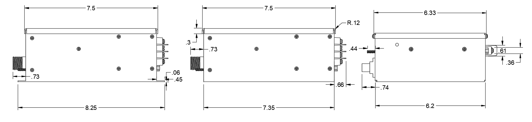 LXR Series side dimensional drawings