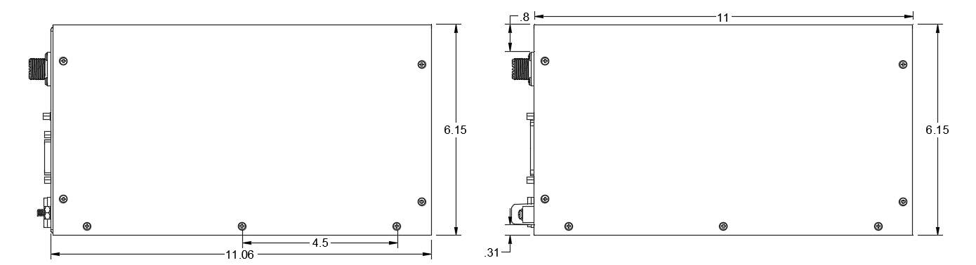 XRM and XRF Series side dimensional drawings